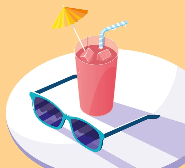 Zomer en vakantie icon set design — Stockvector