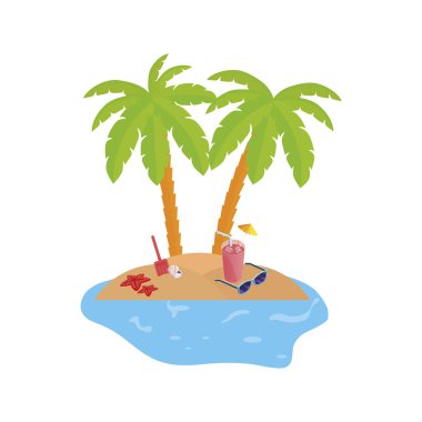 palmiye ve kokteyl ile yaz kıyı şeridi sahne