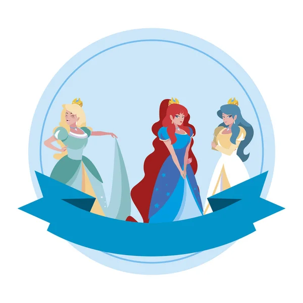 Schöne Prinzessinnen der Märchenfiguren — Stockvektor