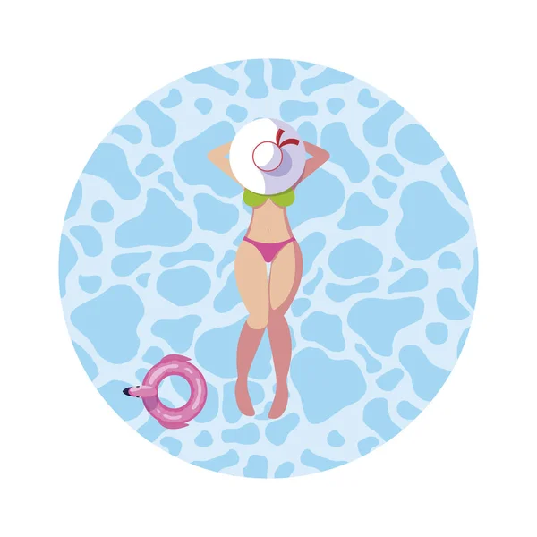 Krásná žena s plavce plovoucí ve vodě — Stockový vektor