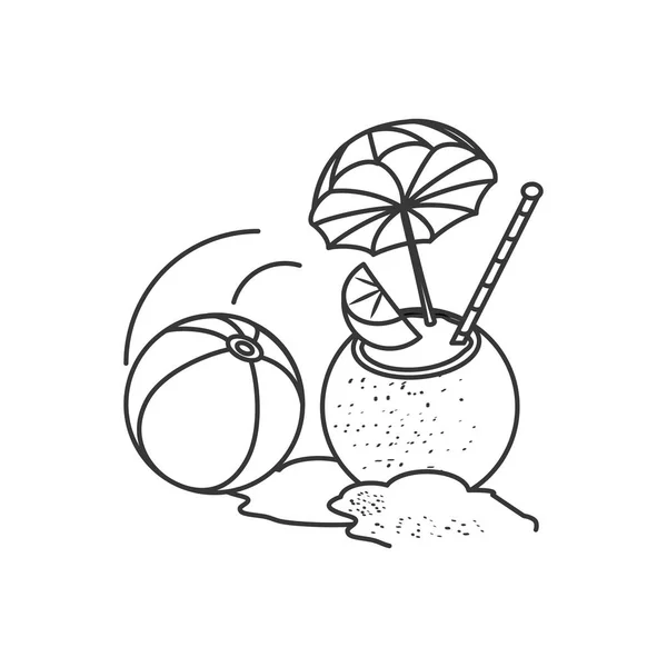Cocktail d'été de noix de coco avec boule — Image vectorielle