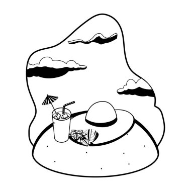 kokteyl ve simgeler sahne ile yaz kum plaj