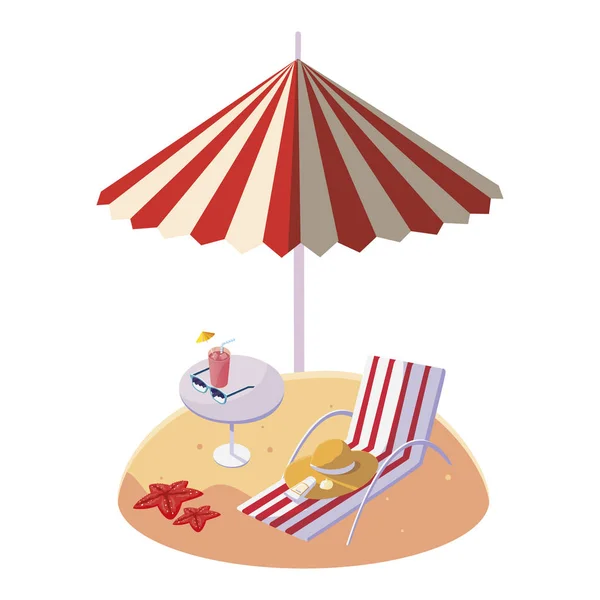 summer sand beach with umbrella and chair