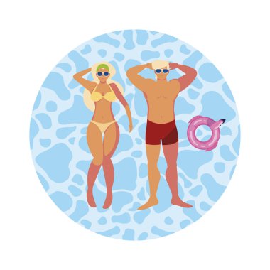 su içinde yüzen mayo ile genç çift