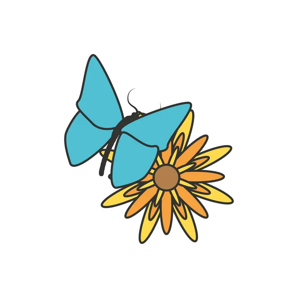 Красивий метелик з квітковою ізольованою іконою — стоковий вектор