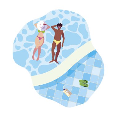 su içinde yüzen mayo ile ırklararası çift