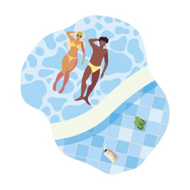 su içinde yüzen mayo ile ırklararası çift