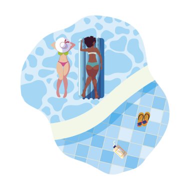 su içinde float yatak ile güzel ırklararası kızlar