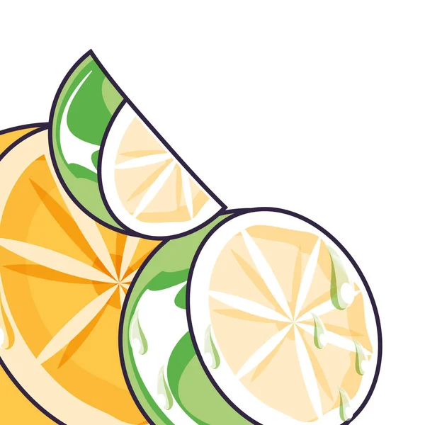Metade fresca e saudável de laranja e limão — Vetor de Stock
