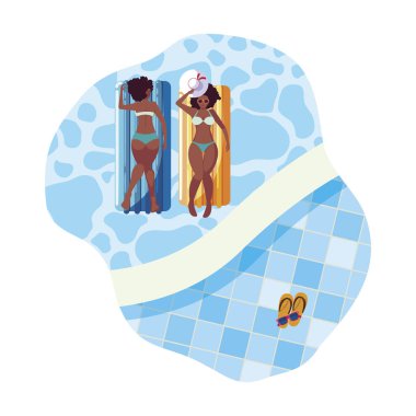 su içinde float yatak ile güzel Afro kızlar