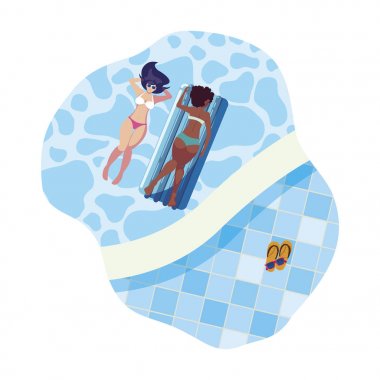 su içinde float yatak ile güzel ırklararası kızlar