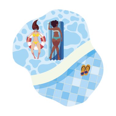 su içinde float yatak ile güzel ırklararası kızlar