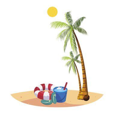 avuç içi ve şamandıra sahne ile yaz plaj