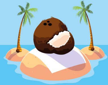 Taze Hindistan cevizi meyve tasarım vektör ıllustratio