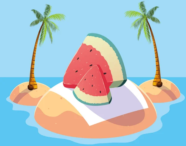 Scheibe Wassermelone Design Vektor Illustratio — Stockvektor