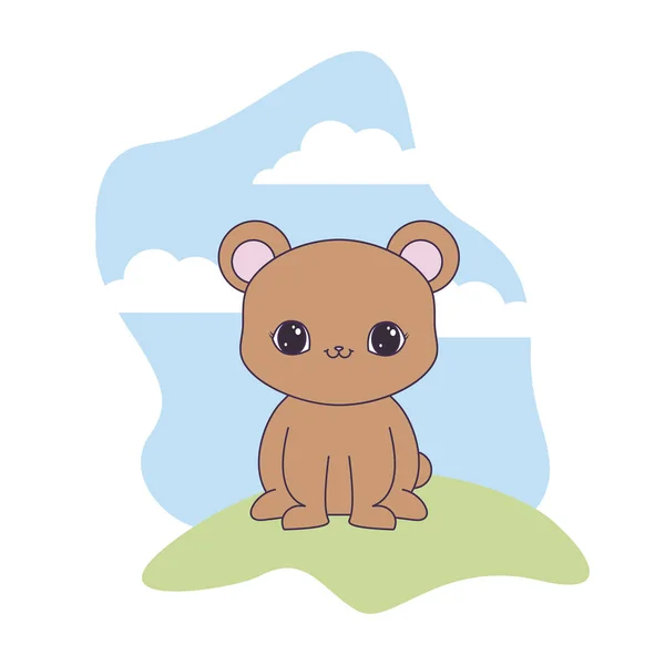 Lindo oso animal en paisaje natural — Vector de stock