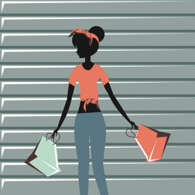 Retro kadın mağaza simge vektör