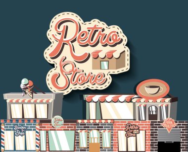 retro mağaza cepheleri simge vektör ilustration