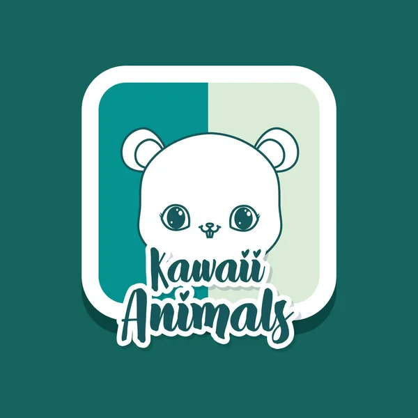 Kawaii animales tarjeta icono vector ilustración — Vector de stock
