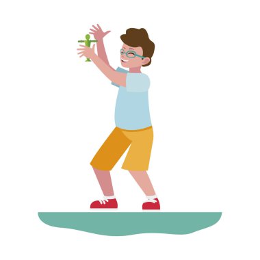 mutlu küçük çocuk karakter oynarken