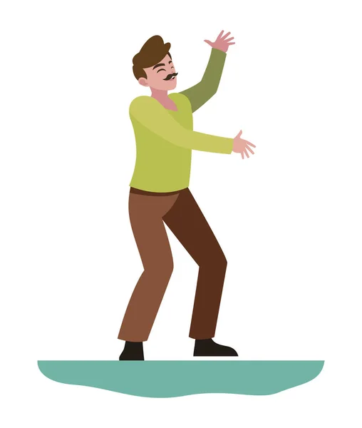 Happy father dancing character icon — Stock Vector