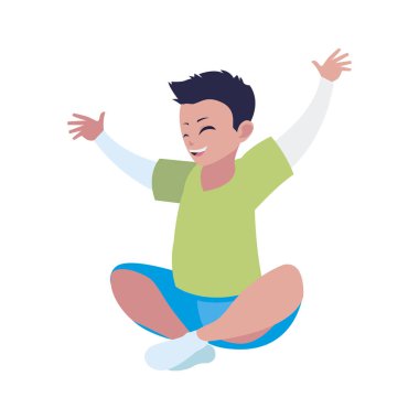 mutlu küçük çocuk karakter oynarken