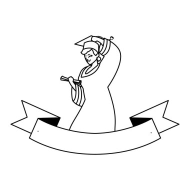 mutlu öğrenci çocuk kurdele ile kutlayan mezun oldu