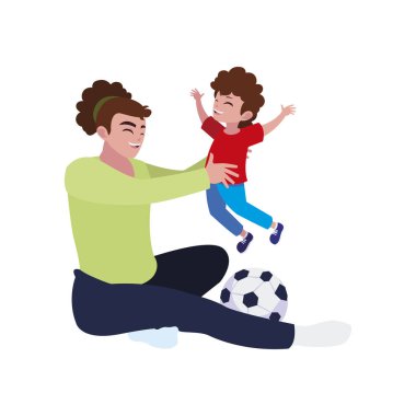 oğlu ile anne futbol oynuyor