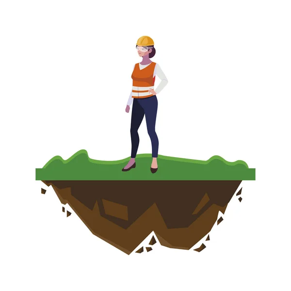 Construction constructeur femelle sur la pelouse — Image vectorielle