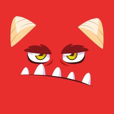 Kırmızı canavar karikatür tasarım simgesi vektör ilustration