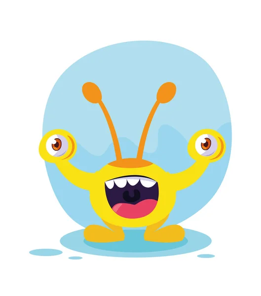 Gelbe Monster Cartoon Design Ikone Vektor Illustration — Stockvektor