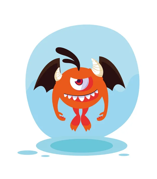 Orange Monster Cartoon Design Ikone Vektor Illustration — Stockvektor