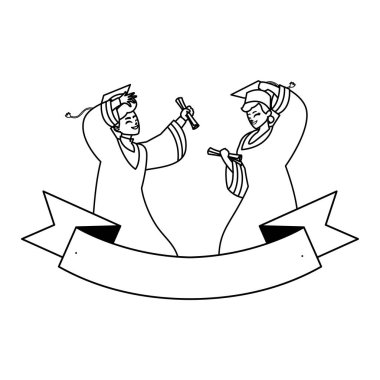 mutlu öğrenciler erkek kurdele ile kutlama mezun oldu