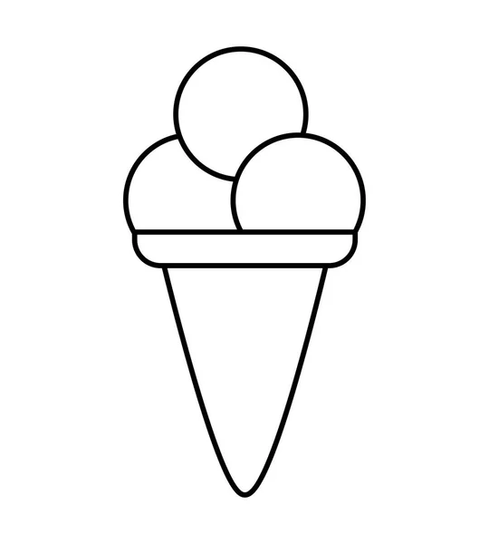 Delicious ice cream in cone isolated icon — Stock Vector