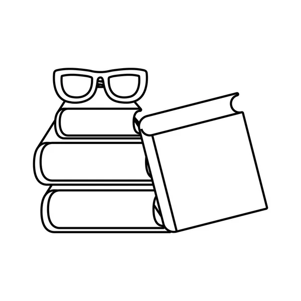 Stos podręczników z okularami — Wektor stockowy