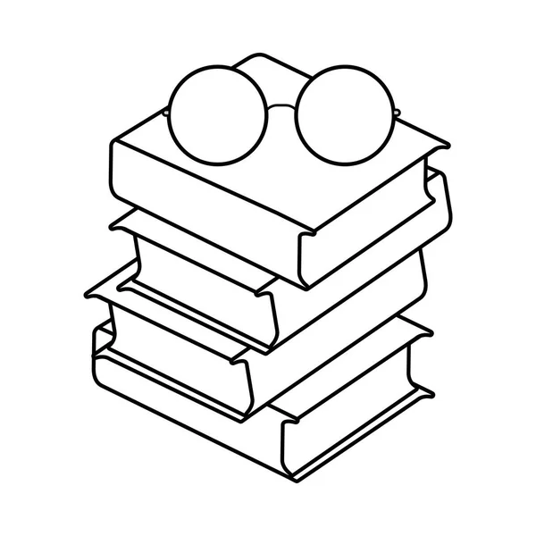 Pilha de livros didáticos com óculos — Vetor de Stock