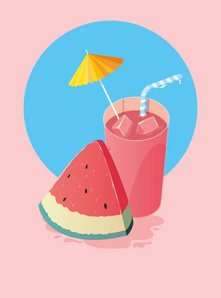 Scheibe Wassermelone Design Vektor Illustratio — Stockvektor