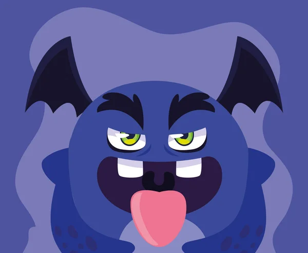Icono de diseño de dibujos animados monstruo púrpura ilustración vectorial — Vector de stock