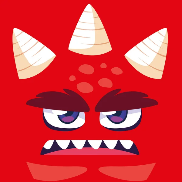 Monstre rouge dessin animé icône vectoriel ilustration — Image vectorielle