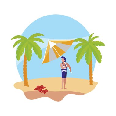 plaj yaz sahnesinde genç çocuk