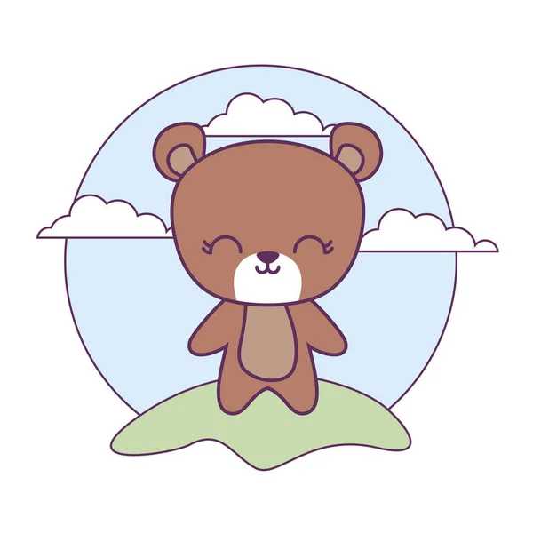 Симпатичное медвежье животное в пейзаже — стоковый вектор