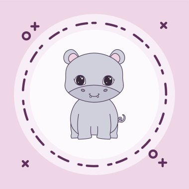 çerçeve dairesel sevimli su aygırı hayvan