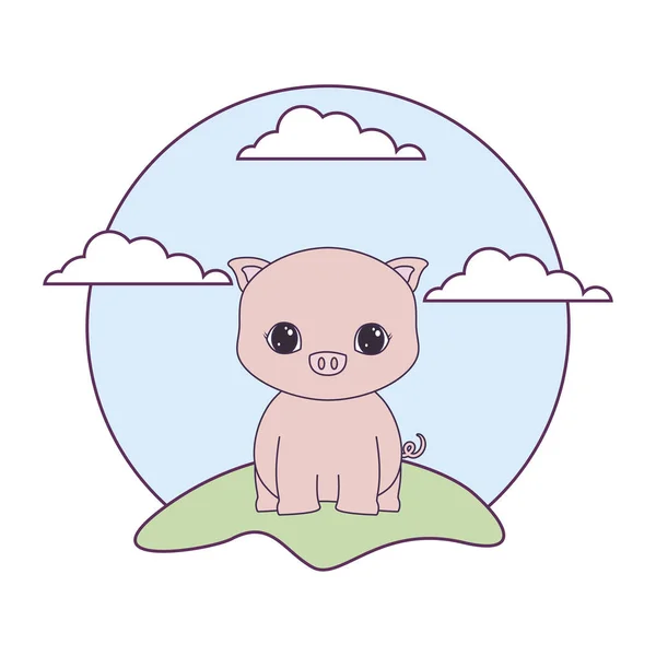 Мила свиняча тварина в ландшафті природна ізольована ікона — стоковий вектор