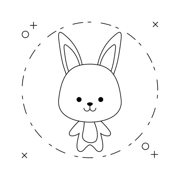 Çerçeve dairesel sevimli tavşan hayvan — Stok Vektör
