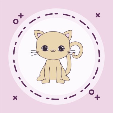 çerçeve dairesel sevimli kedi hayvan