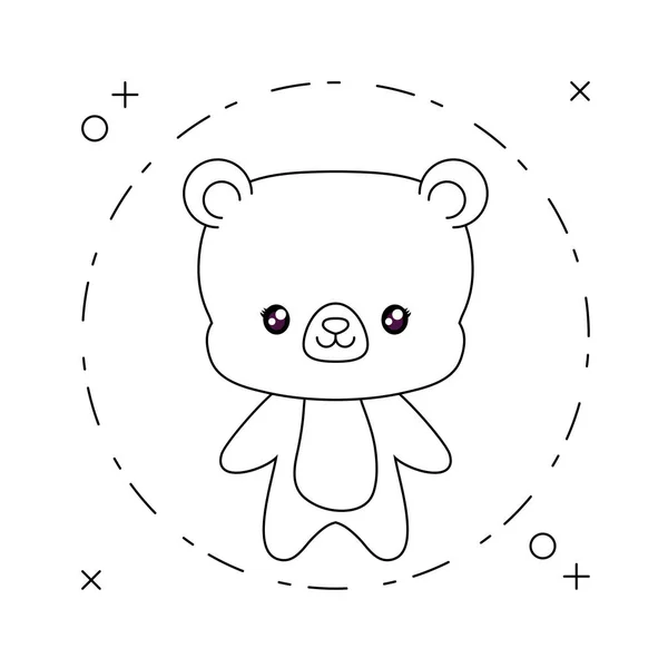 cute bear animal in frame circular