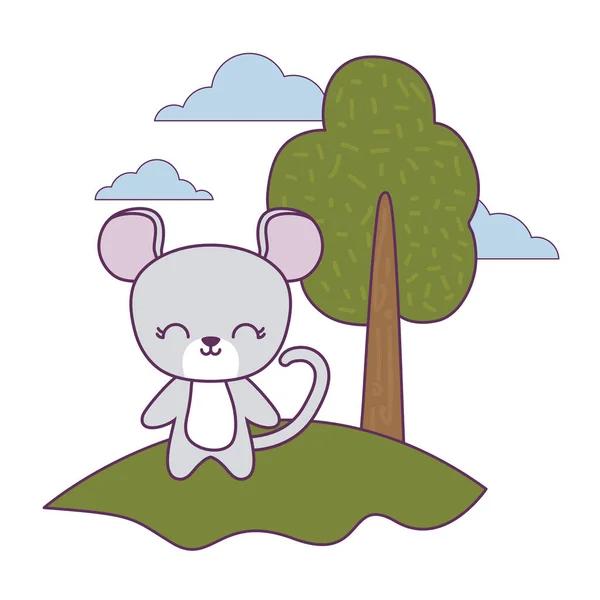 Drăguț animal mouse-ul în peisaj — Vector de stoc