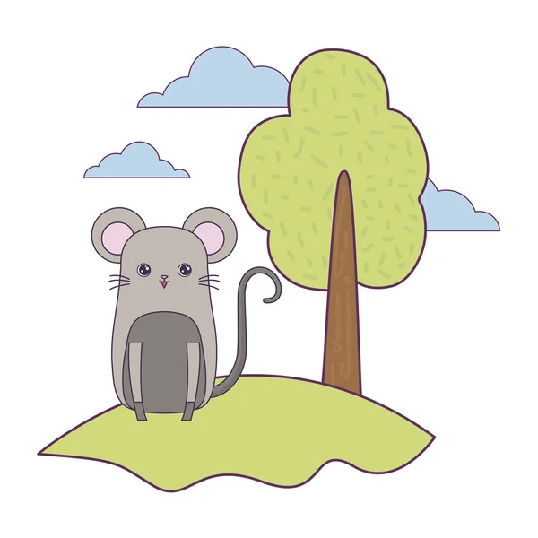Lindo ratón animal en el paisaje — Vector de stock