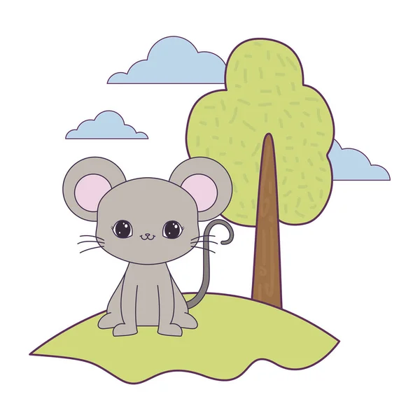 Lindo ratón animal en el paisaje — Vector de stock