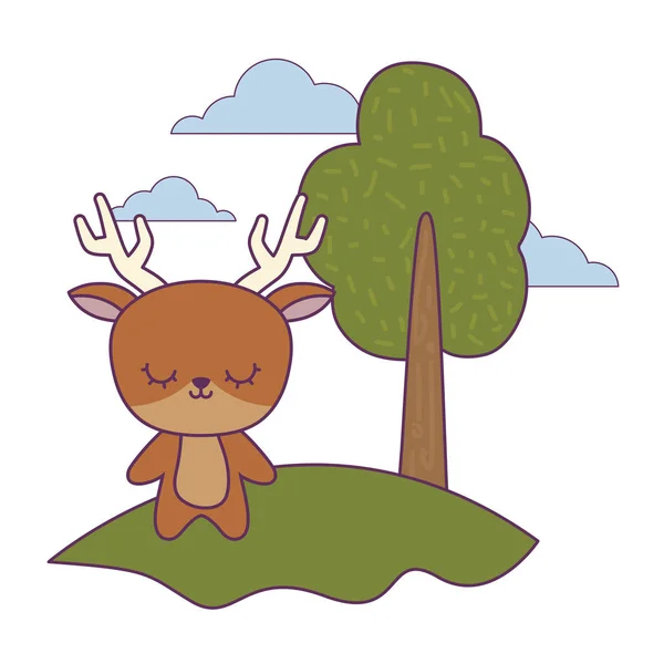 Animal de rena bonito na paisagem natural — Vetor de Stock